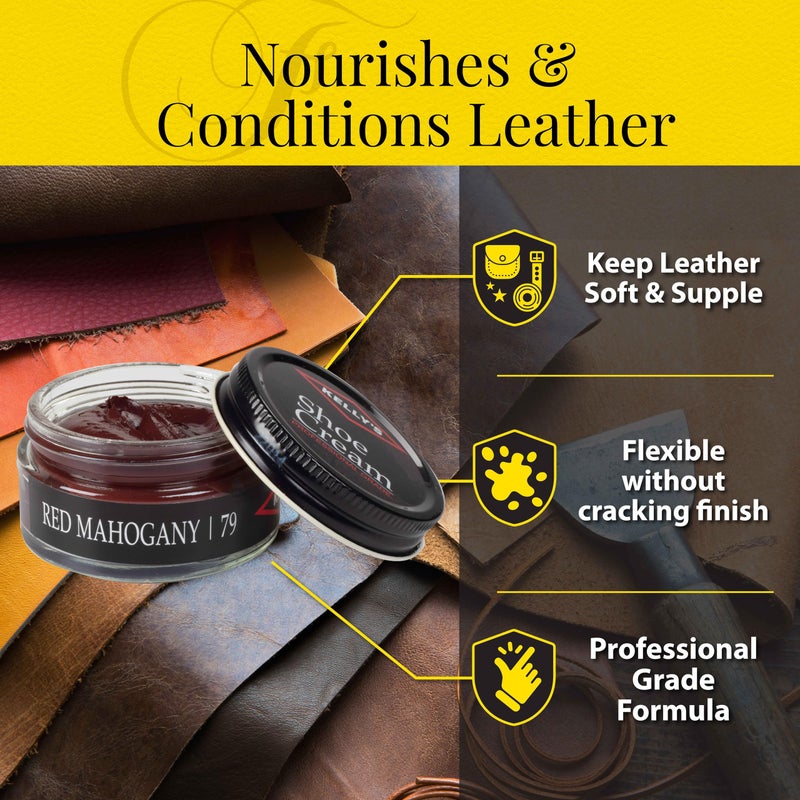 KELLYS Kelly's Red Mahogany Shoe Polish 1.5 oz - Professional Leather Shoe Cream - Image 5